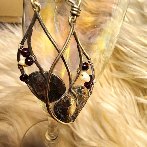 Vintage Sterling leaves earrings - Picture 8 of 10